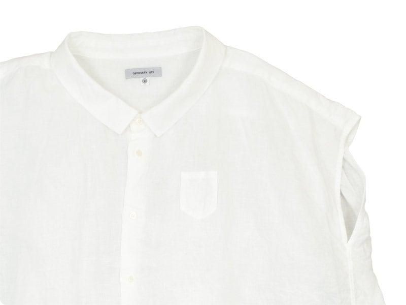 ordinary fits LINEN BARBER NO SLEEVE SHIRT OFF WHITE