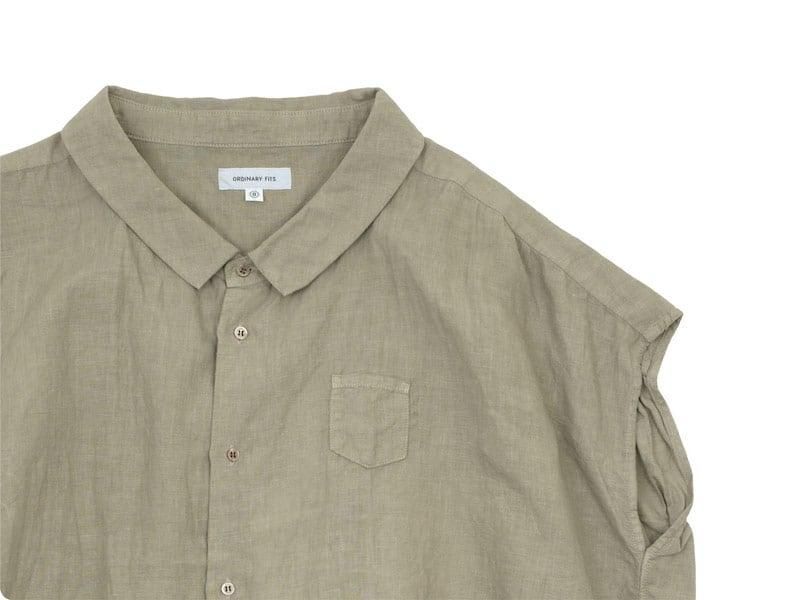 ordinary fits LINEN BARBER NO SLEEVE SHIRT GRAY