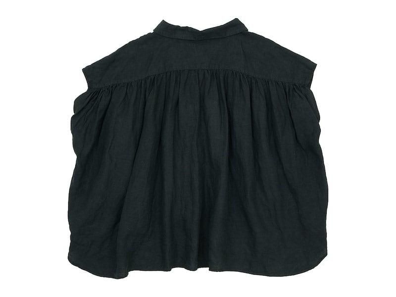 ordinary fits LINEN BARBER NO SLEEVE SHIRT BLACK
