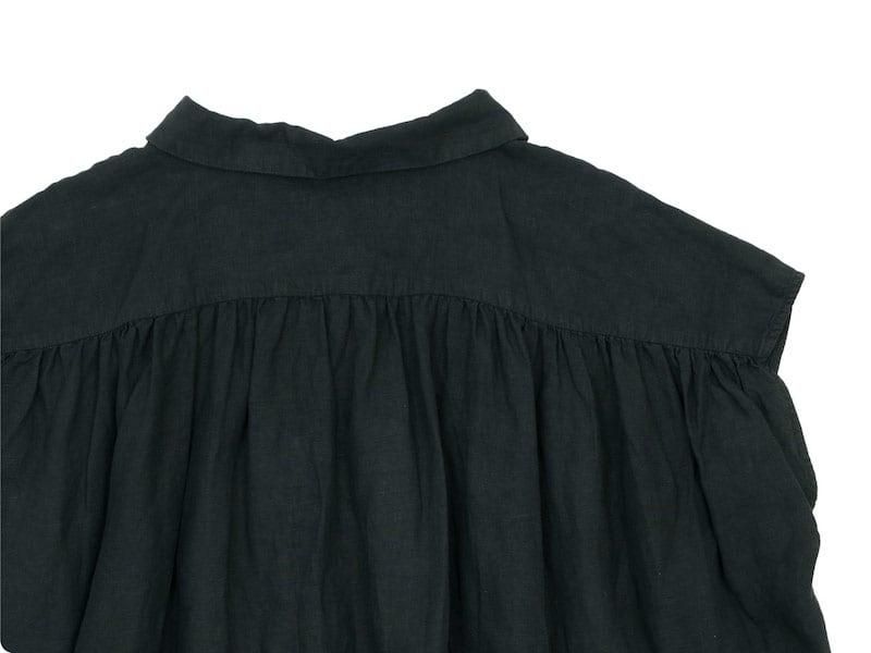 ordinary fits LINEN BARBER NO SLEEVE SHIRT BLACK