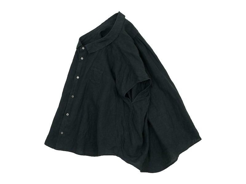 ordinary fits LINEN BARBER NO SLEEVE SHIRT BLACK