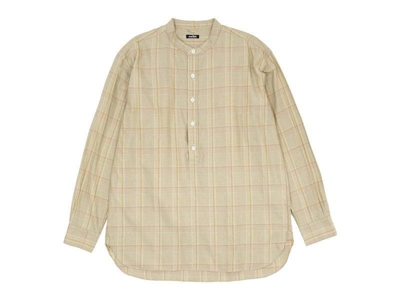 maillot mature twill check pull over stand shirts BEIGE