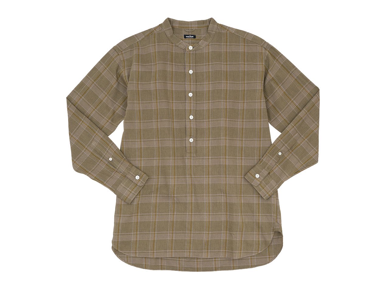 maillot mature twill check pull over stand shirts BROWN