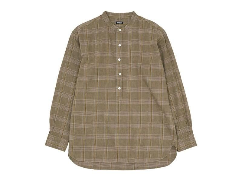 maillot mature twill check pull over stand shirts BROWN