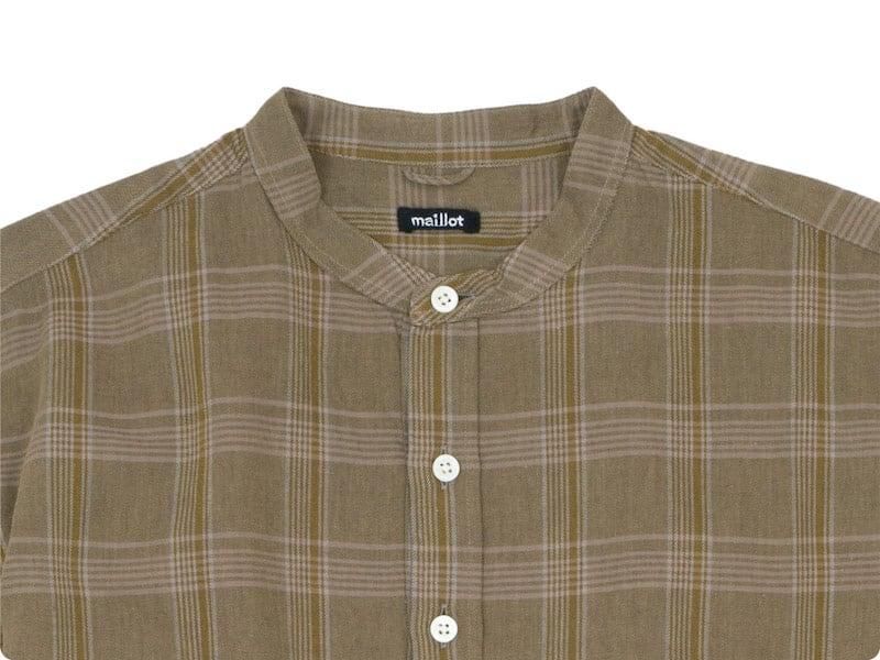 maillot mature twill check pull over stand shirts BROWN