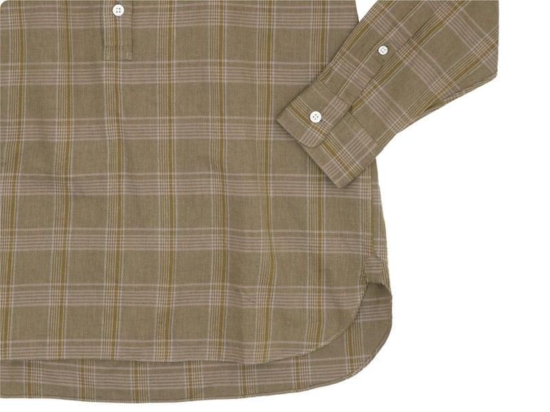 maillot mature twill check pull over stand shirts BROWN