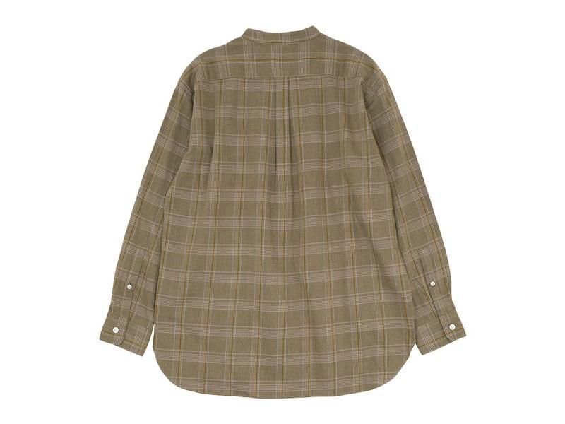 maillot mature twill check pull over stand shirts BROWN