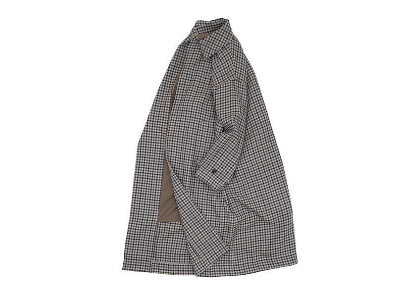 TOUJOURS Oversized Soutien Collar Robe Coat 71Gun Club Plaid KM33HC01