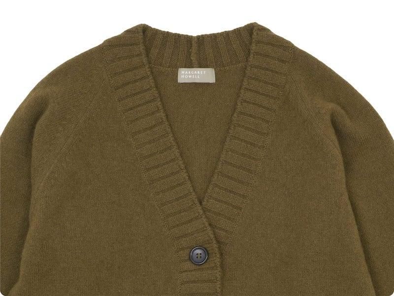 MARGARET HOWELL TWISTED CASHMERE WOOL CARDIGAN 50Brown