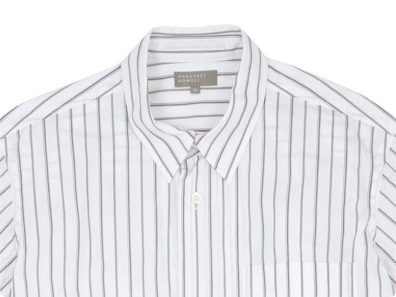 MARGARET HOWELL TRIPLE STRIPE COTTON POPLIN SHIRTS 30White ̥󥺡