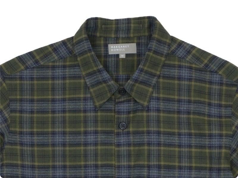 MARGARET HOWELL TARTAN COTTON TWILL SHIRTS 180Khaki ̥󥺡