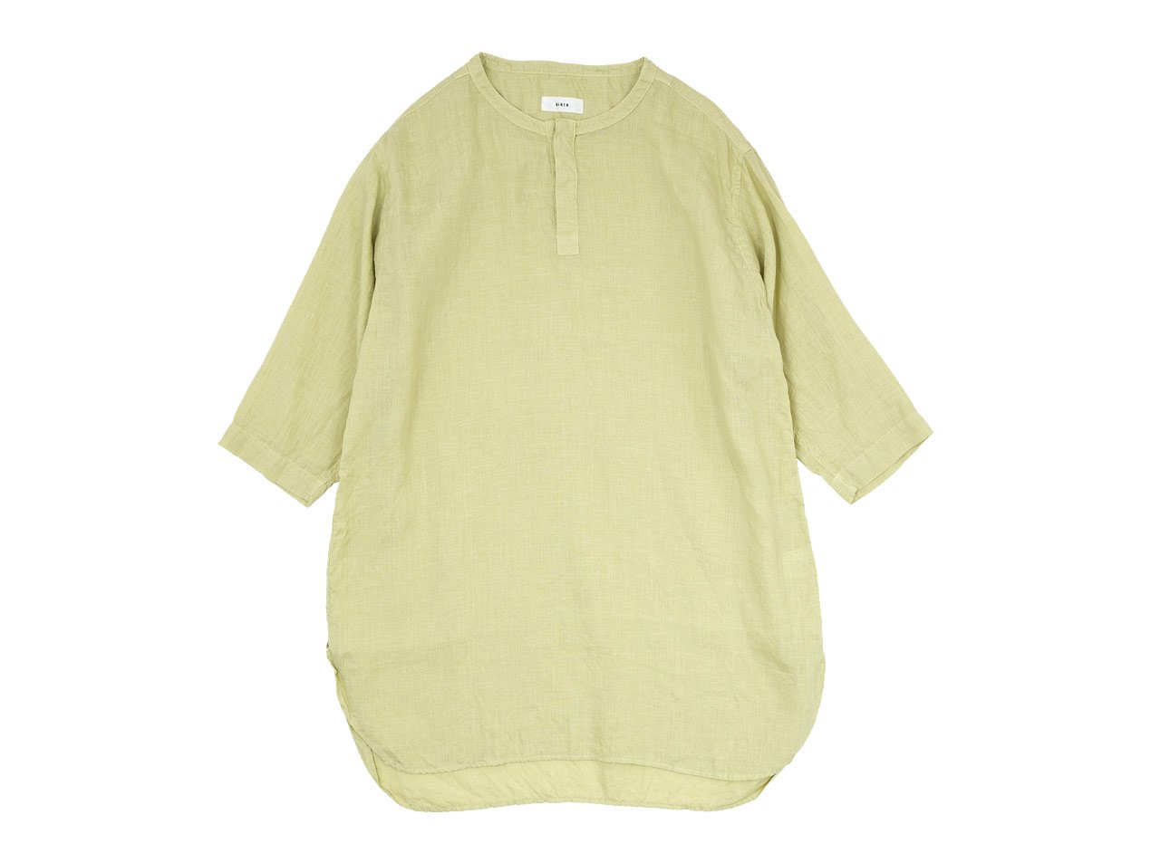 RINEN 60/1リネンローン 七分袖比翼バンドカラーシャツ 06 LIGHT YELLOW〔レディース〕