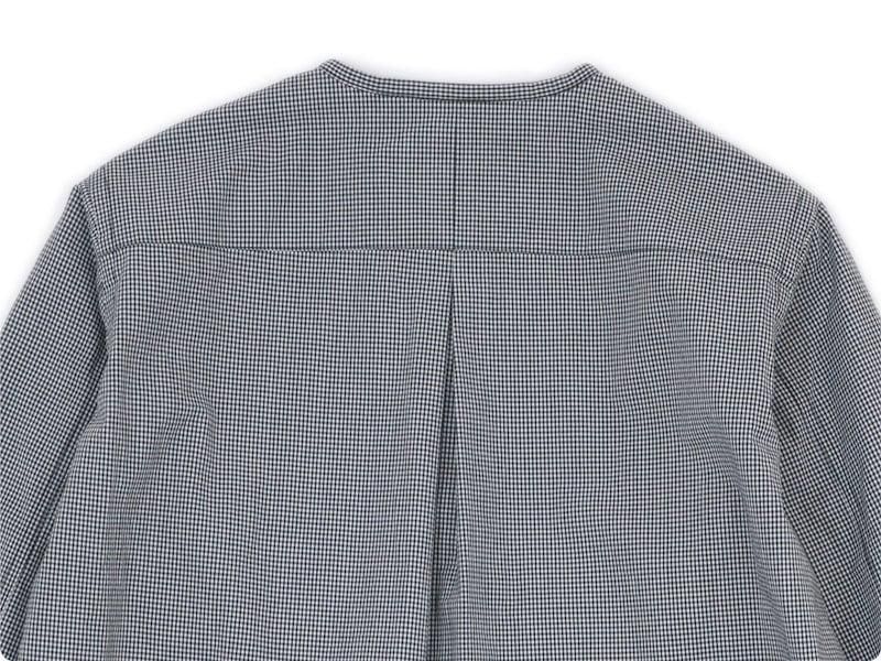 blanc no collar long shirts cotton MONOTONE GINGAM