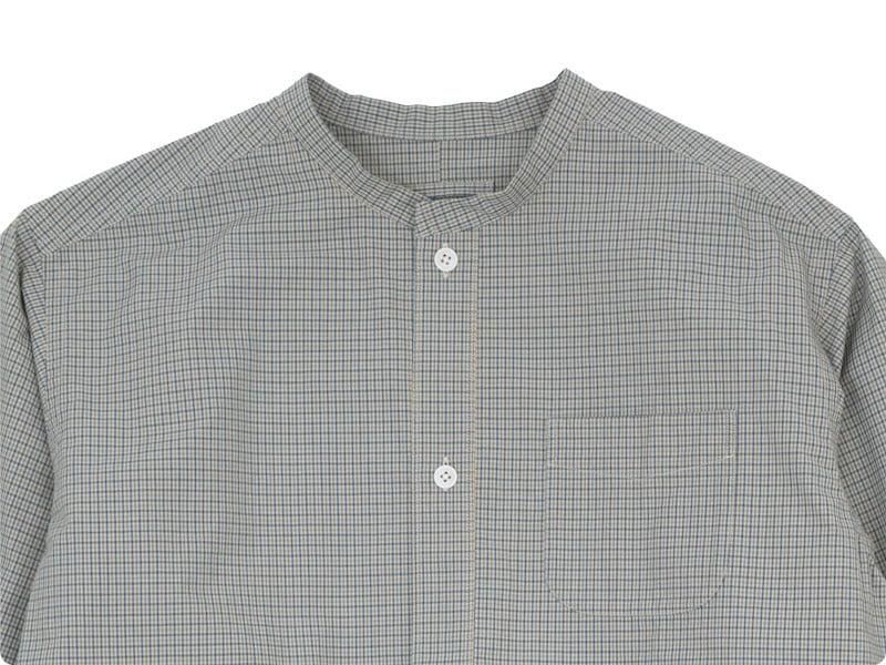 blanc no collar long shirts cotton CLASSIC GINGAM ̥󥺡