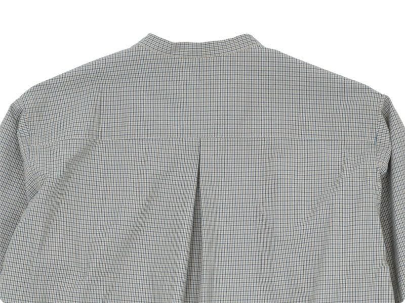 blanc no collar long shirts cotton CLASSIC GINGAM ̥󥺡
