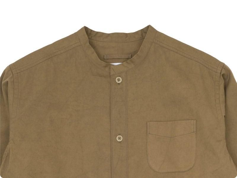 blanc 120/2̩٥ƥ no collar long shirts cotton BROWN ̥󥺡
