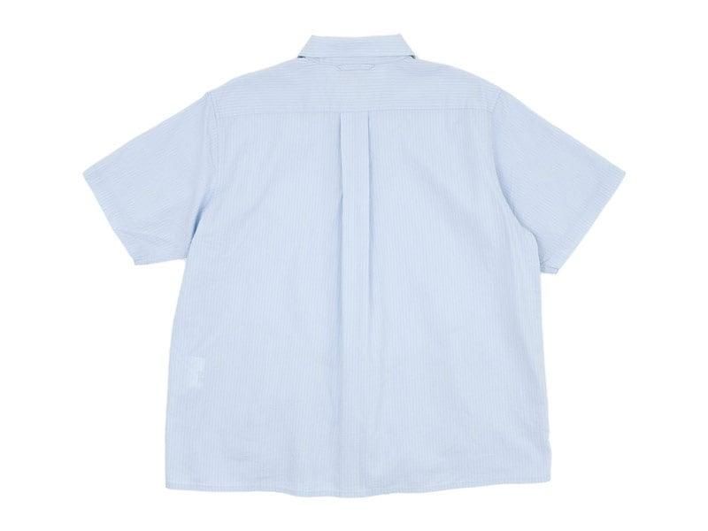 YAECA コンフォートシャツリラックススクエア 半袖 SAX STRIPE