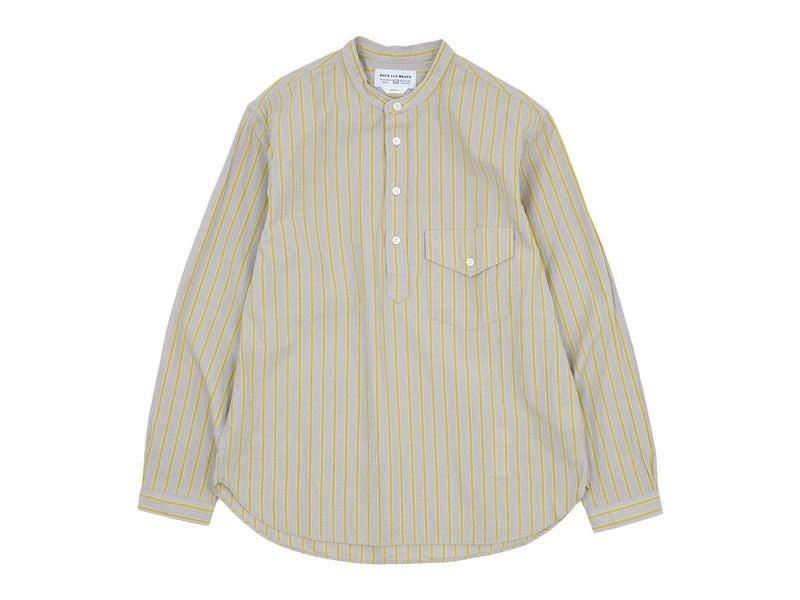 ENDS and MEANS Band Collar P/O Shirts YELLOW STRIPE