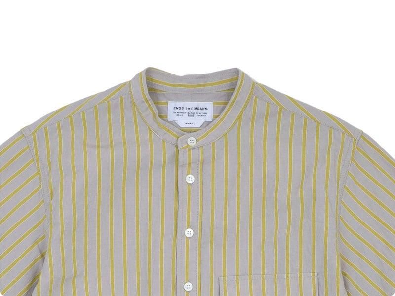 ENDS and MEANS Band Collar P/O Shirts YELLOW STRIPE