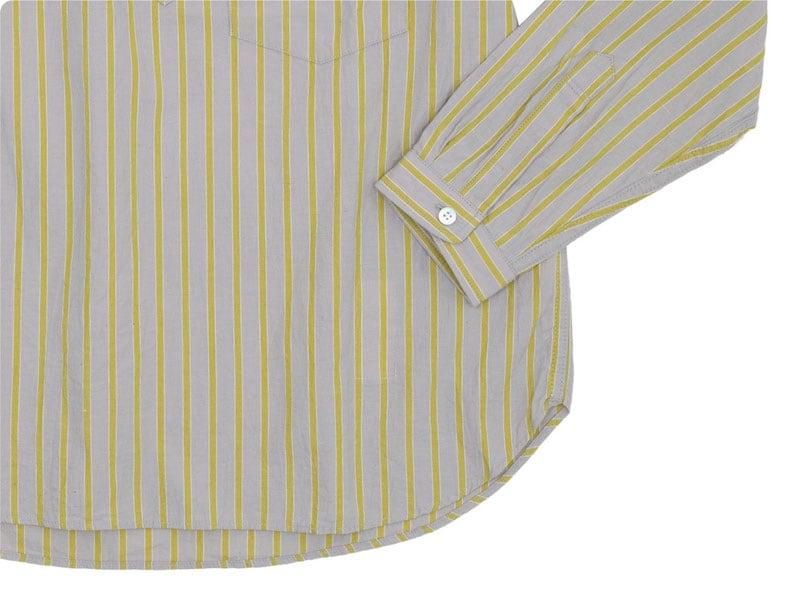ENDS and MEANS Band Collar P/O Shirts YELLOW STRIPE