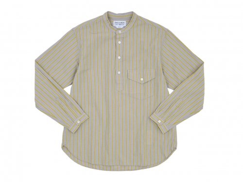 ENDS and MEANS Band Collar P/O Shirts YELLOW STRIPE