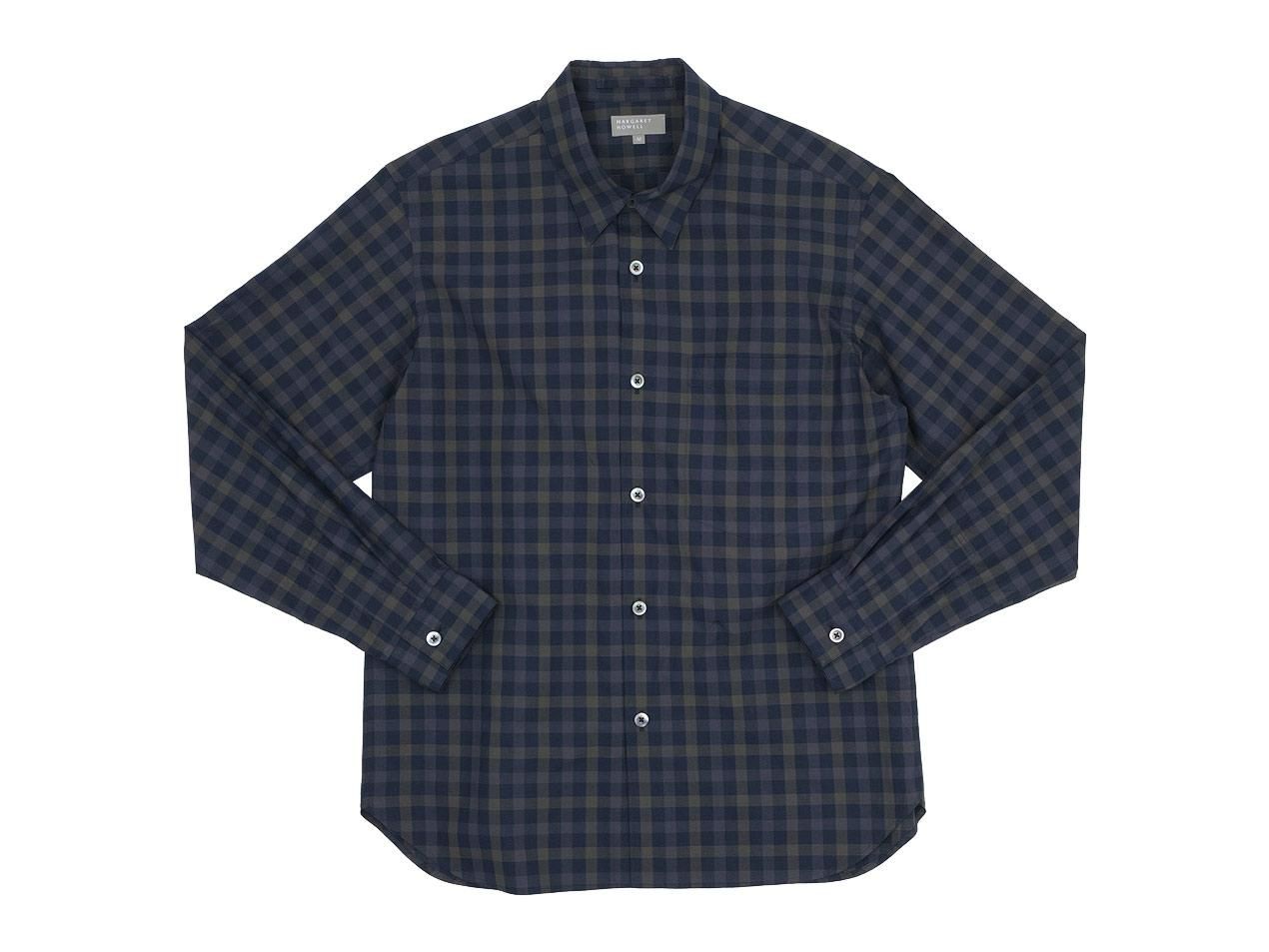 MARGARET HOWELL DARTK TONE GINGHAM COTTON POPLIN SHIRTS 121Navy