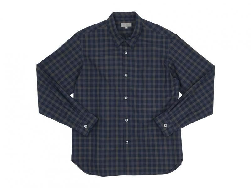 MARGARET HOWELL DARTK TONE GINGHAM COTTON POPLIN SHIRTS 121Navy ̥󥺡