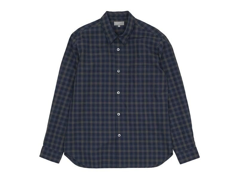 MARGARET HOWELL DARTK TONE GINGHAM COTTON POPLIN SHIRTS 121Navy ̥󥺡