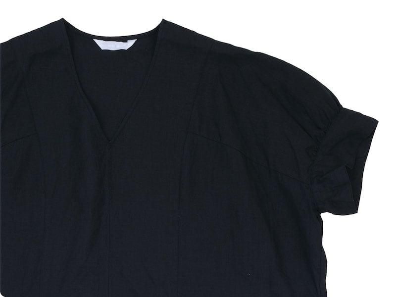 homspun Newリネンバイオ Vネックワンピース ブラック homspun