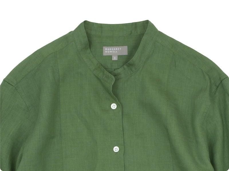 MARGARET HOWELL LINEN VOILE NO COLLAR SHIRTS 140GREEN̥ǥ
