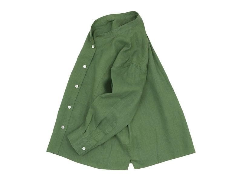 MARGARET HOWELL LINEN VOILE NO COLLAR SHIRTS 140GREEN̥ǥ