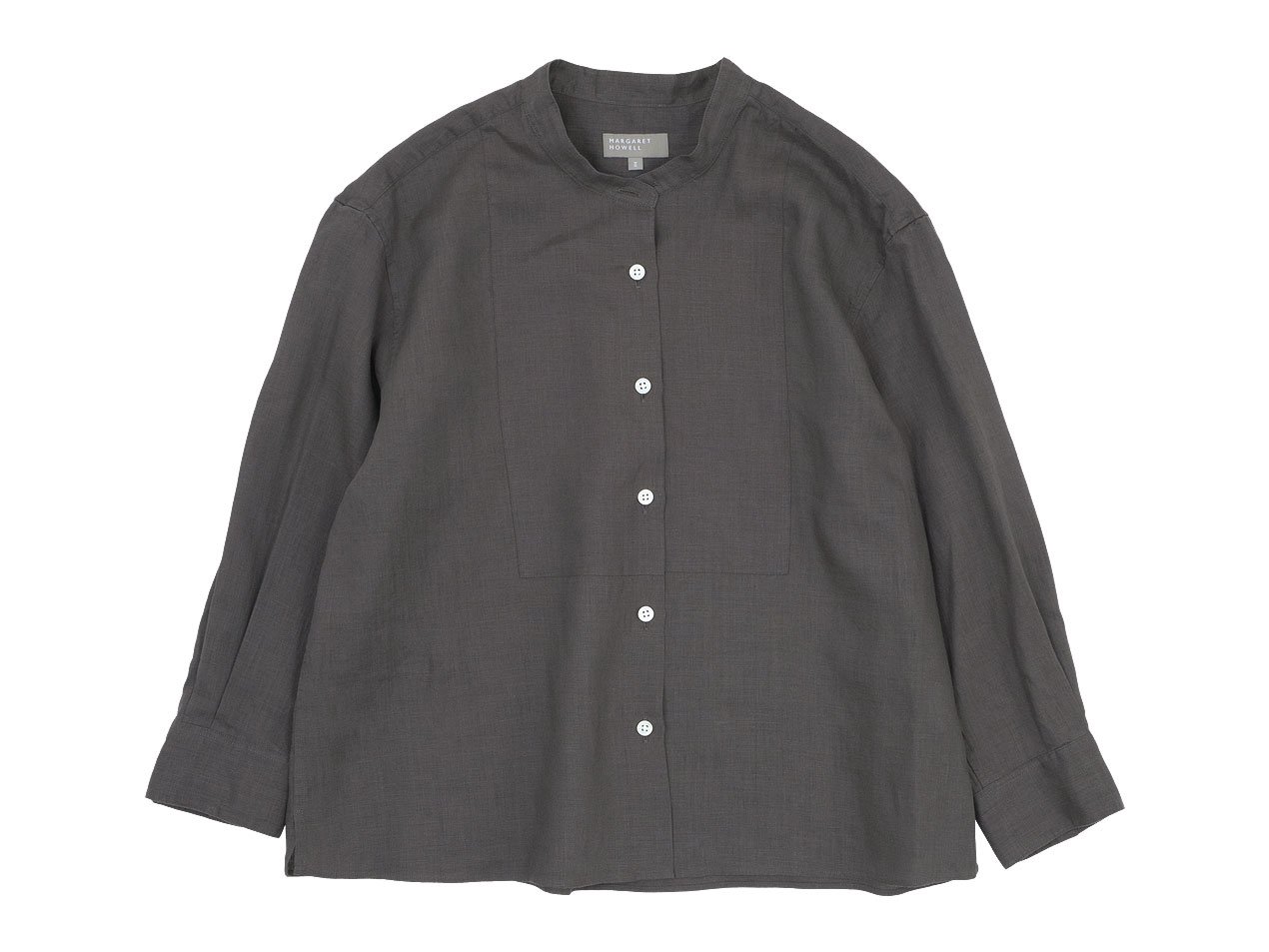 MARGARET HOWELL LINEN VOILE NO COLLAR SHIRTS 22GRAY〔レディース