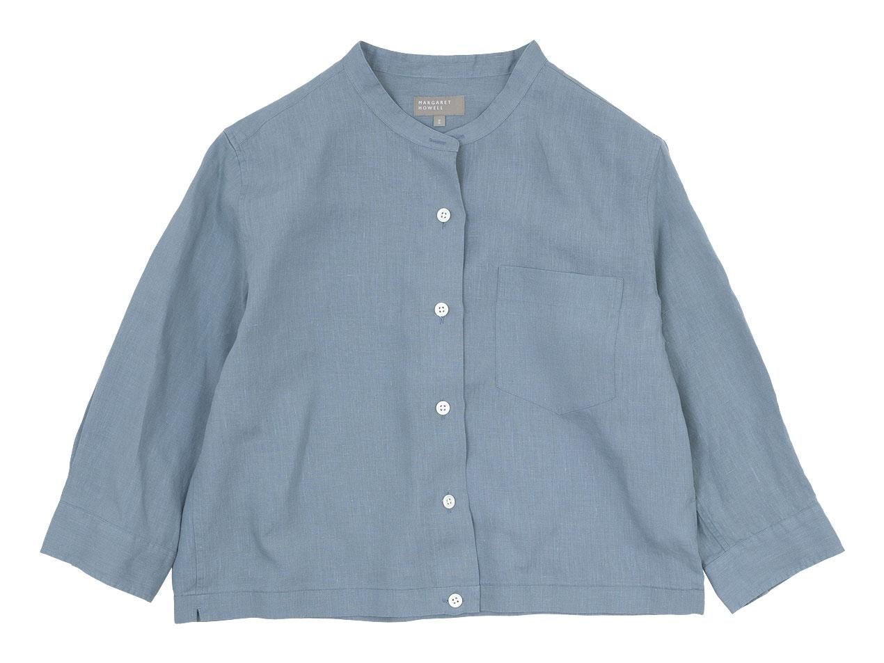 MARGARET HOWELL SHIRTING LINEN I NO COLLAR SHIRTS 110BLUE