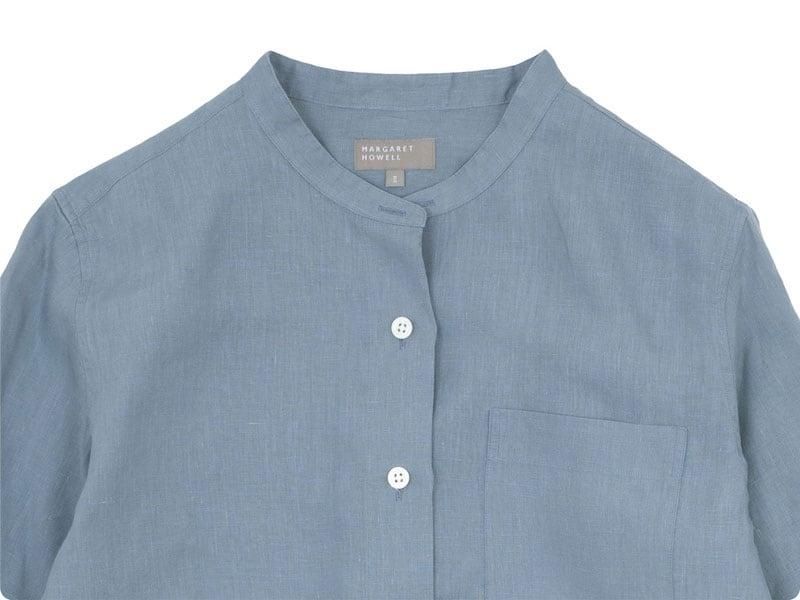 MARGARET HOWELL SHIRTING LINEN I NO COLLAR SHIRTS 110BLUE̥ǥ