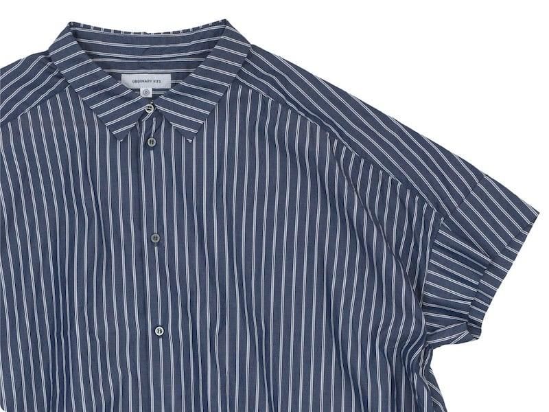 ordinary fits WIDE BARBER SHIRT STRIPE NAVY