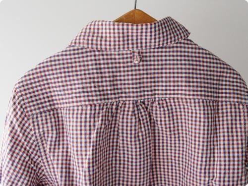 maillotSunset round collor p/o work gingam check shirtsBLUE x ORANGE