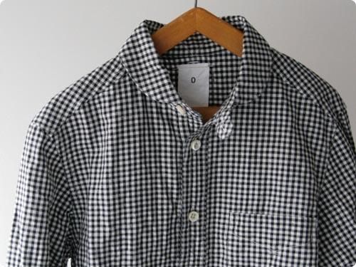 maillotSunset round collor work gingam check shirtsBLACK x WHITE