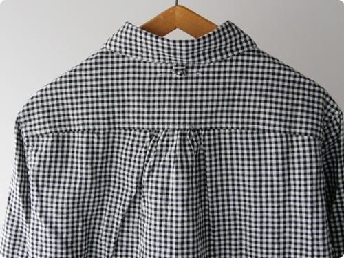 maillotSunset round collor work gingam check shirtsBLACK x WHITE
