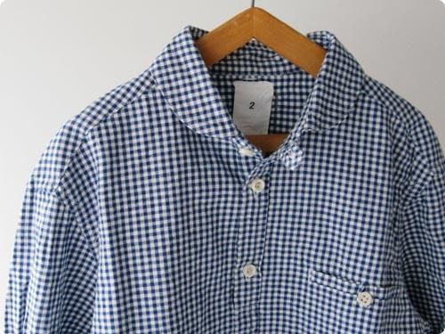 maillotSunset round collor p/o work gingam check shirtsBLUE x WHITE