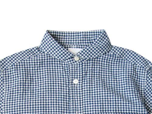 maillot Sunset round collar work gingham check shirts BLUE x WHITE