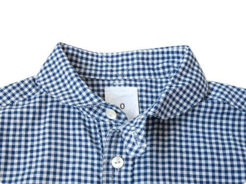 maillot Sunset round collar work gingham check shirts BLUE x WHITE