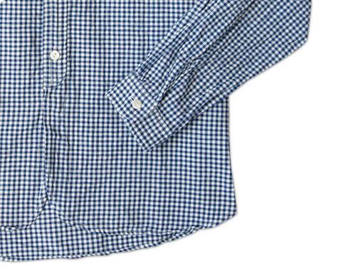 maillot Sunset round collar work gingham check shirts BLUE x WHITE