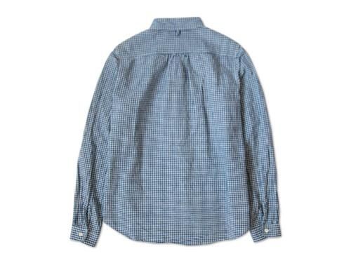 maillot Sunset round collar work gingham check shirts BLUE x WHITE