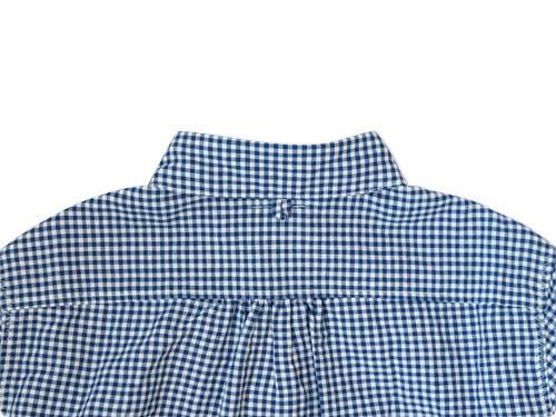 maillot Sunset round collar work gingham check shirts BLUE x WHITE