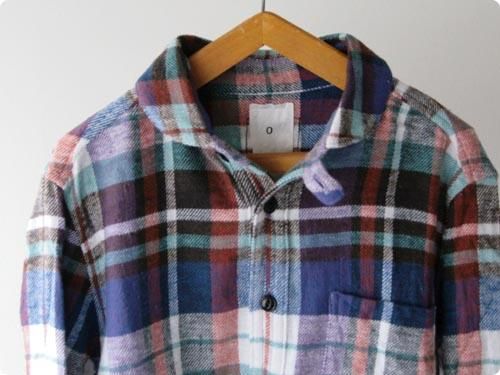 maillotSunset flannel check round collor work shirts BLUE CHECK