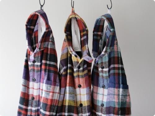 maillotflannel check round collor work shirts PURPLE CHECK