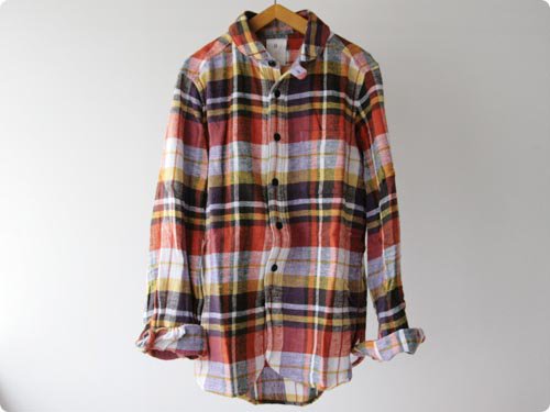 maillotflannel check round collor work shirts YELLOW CHECK