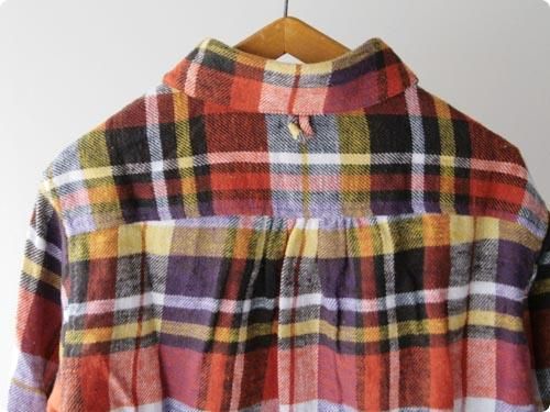 maillotflannel check round collor work shirts YELLOW CHECK