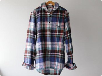 maillotSunset flannel check round collor p/o shirtsBLUE CHECK