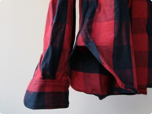 maillotSunset flannel buffalo check raglan work shirtsNAVY x RED